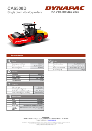 Compattatori stradali vibranti monotamburo Dynapac CA 6500 D