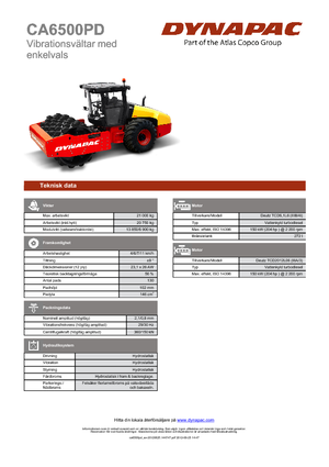 Compattatori stradali vibranti monotamburo Dynapac CA 6500 PD