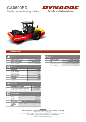 Compattatori stradali vibranti monotamburo Dynapac CA 6500 PD