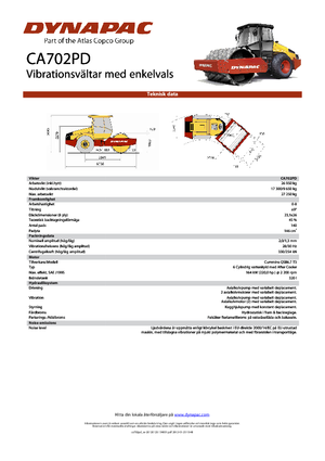 Compattatori stradali vibranti monotamburo Dynapac CA 702 PD