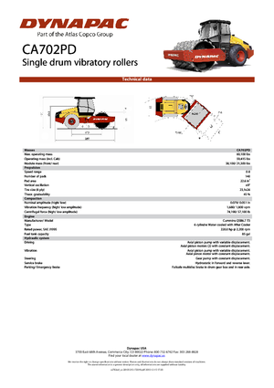 Compattatori stradali vibranti monotamburo Dynapac CA 702 PD