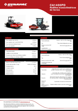 Compattatori stradali vibranti monotamburo Dynapac CA1400PD
