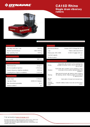 Compattatori stradali vibranti monotamburo Dynapac CA15D Rhino