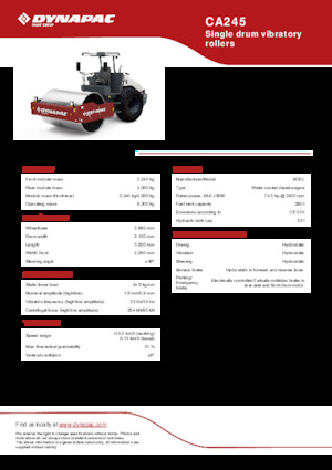 Compattatori stradali vibranti monotamburo Dynapac CA245