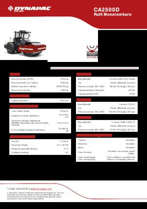 Compattatori stradali vibranti monotamburo Dynapac CA2500D