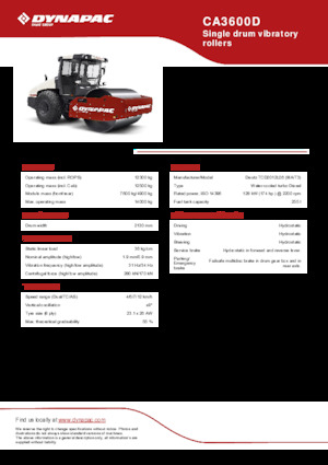 Compattatori stradali vibranti monotamburo Dynapac CA3600D