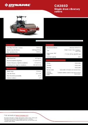 Compattatori stradali vibranti monotamburo Dynapac CA385D