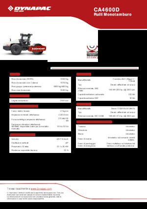 Compattatori stradali vibranti monotamburo Dynapac CA4600D