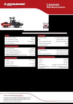 Compattatori stradali vibranti monotamburo Dynapac CA5000D