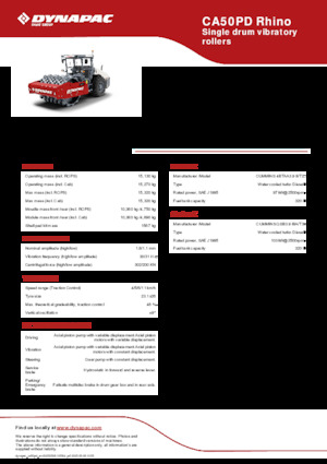 Compattatori stradali vibranti monotamburo Dynapac CA50PD Rhino