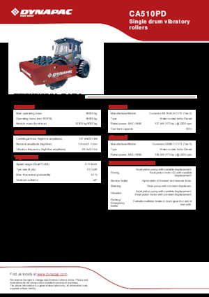 Compattatori stradali vibranti monotamburo Dynapac CA510PD