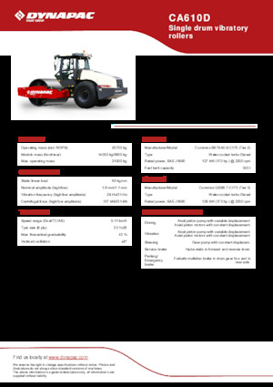 Compattatori stradali vibranti monotamburo Dynapac CA610D