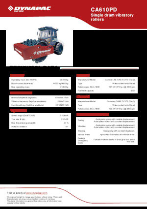 Compattatori stradali vibranti monotamburo Dynapac CA610PD