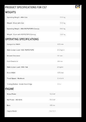 Compattatori stradali vibranti monotamburo Caterpillar CS7