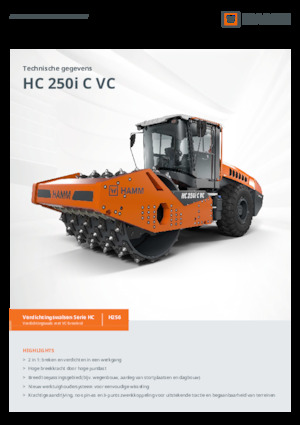 Compattatori stradali vibranti monotamburo Hamm HC 250i C VC