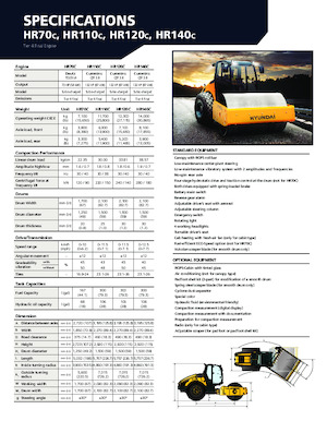 Compattatori stradali vibranti monotamburo Hyundai HR70C