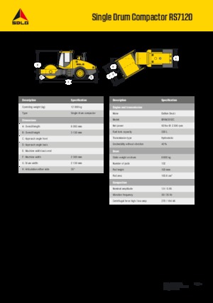 Compattatori stradali vibranti monotamburo SDLG RS7120