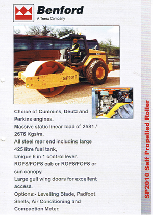 Compattatori stradali vibranti monotamburo Benford SP 2010 D