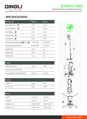 Piattaforme aeree verticali Dingli GTWY11-1300
