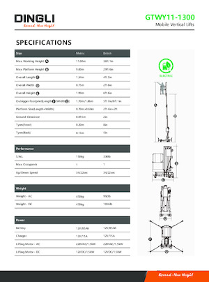 Piattaforme aeree verticali Dingli GTWY11-1300