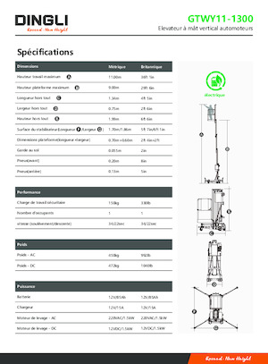 Piattaforme aeree verticali Dingli GTWY11-1300