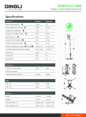 Piattaforme aeree verticali Dingli GTWY12.5-1300