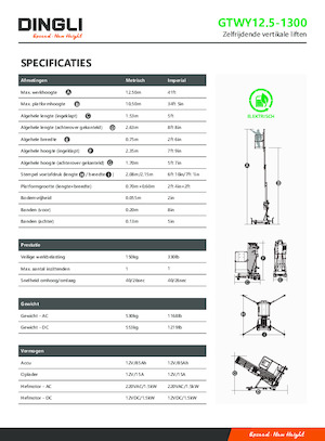 Piattaforme aeree verticali Dingli GTWY12.5-1300