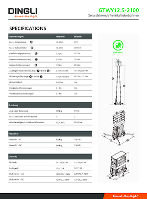 Piattaforme aeree verticali Dingli GTWY12.5-2100