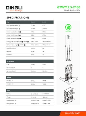 Piattaforme aeree verticali Dingli GTWY12.5-2100