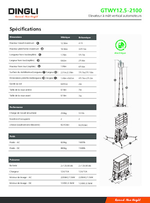 Piattaforme aeree verticali Dingli GTWY12.5-2100