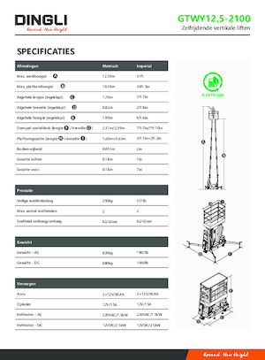 Piattaforme aeree verticali Dingli GTWY12.5-2100