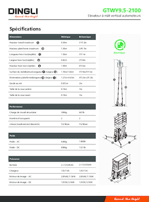 Piattaforme aeree verticali Dingli GTWY9.5-2100