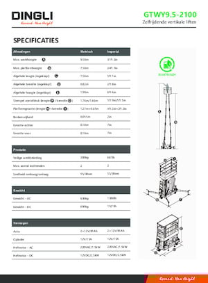 Piattaforme aeree verticali Dingli GTWY9.5-2100