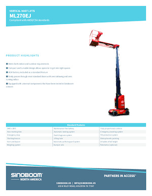 Piattaforme aeree verticali Sinoboom ML270EJ