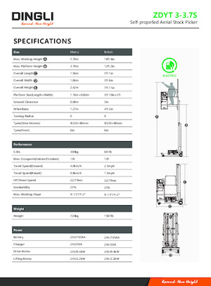 Piattaforme aeree verticali Dingli ZDYT3-3.7S
