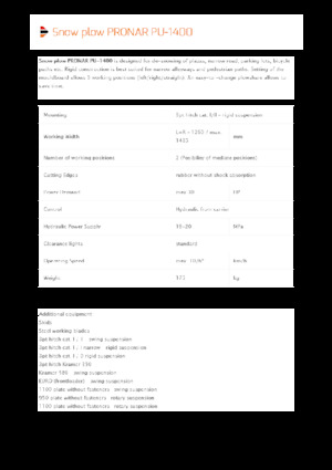 Spazzaneve con apertura a cerniera Pronar PU 1400
