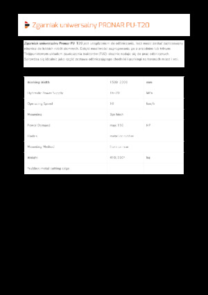 Spazzaneve con apertura a cerniera Pronar PU-T20