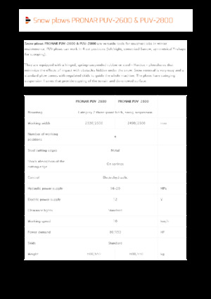 Spazzaneve con apertura a cerniera Pronar PUV 2800