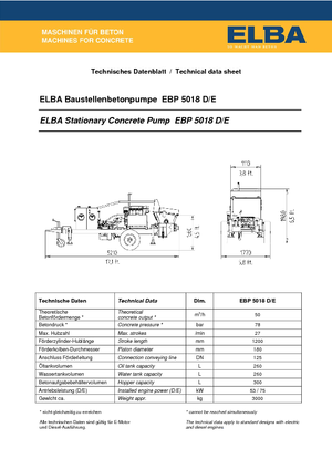 Pompe per calcestruzzo fisse Elba EBP 5018 D