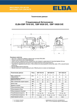 Pompe per calcestruzzo fisse Elba EBP 7018 E