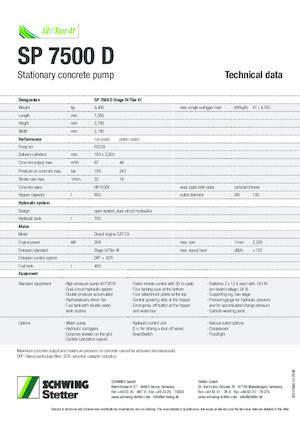 Pompe per calcestruzzo fisse SCHWING-Stetter SP 7500 D