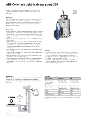 Pompe fognarie ABS-Pumpen Coronada 250 W