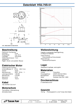 Pompe fognarie Tsurumi-Pumpen HS2.75S