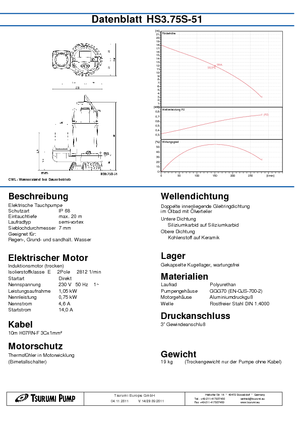 Pompe fognarie Tsurumi-Pumpen HS3.75S