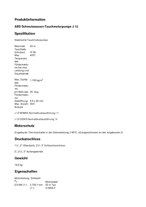 Pompe fognarie ABS-Pumpen J 12 D