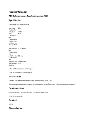 Pompe fognarie ABS-Pumpen J 604 HD