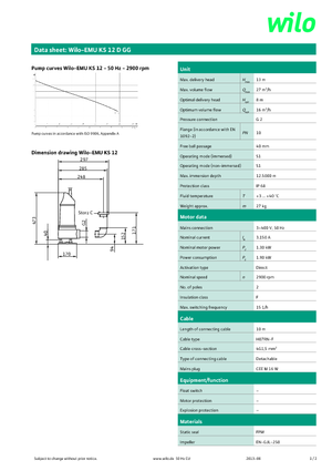 Pompe fognarie WILO-EMU Pumpen EMU KS 12D GG 