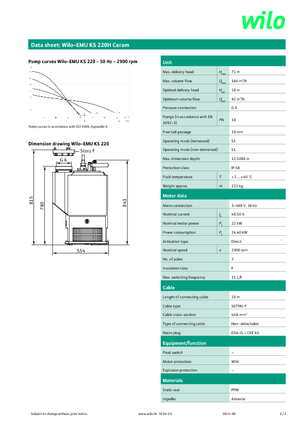 Pompe fognarie WILO-EMU Pumpen KS 220 H Ceram