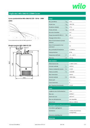 Pompe fognarie WILO-EMU Pumpen KS 220 MH Ceram