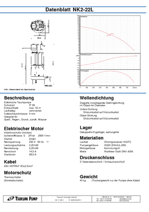 Pompe fognarie Tsurumi-Pumpen NK 2-22 L